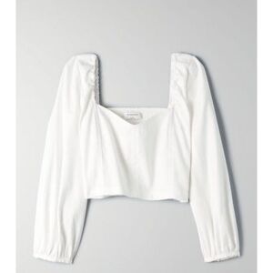 Aritzia Babaton Hadwyn women's crop cream blouse linen and cotton size XXS